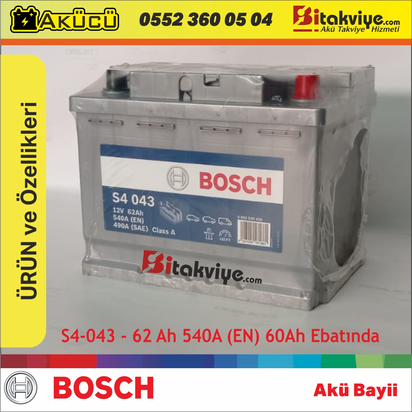 Bosch 62 Ah Akü - 60 Ah Kasasında 62 Ah Akü