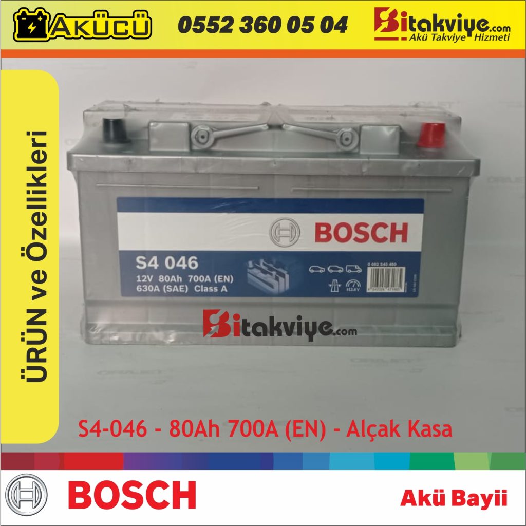 Bosch 80 Ah Volswagen - Ford - Opel Akü Alçak Basık Kasa Akü