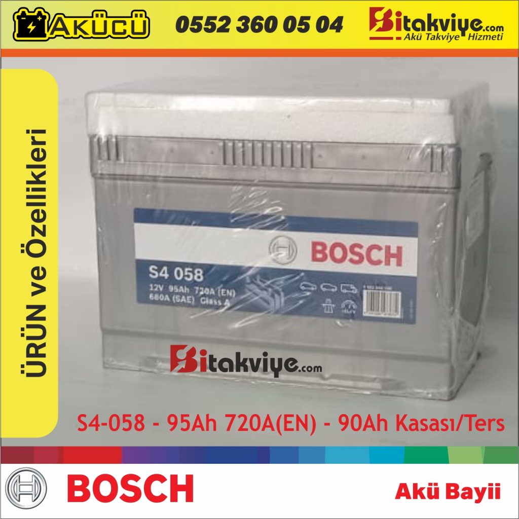 Bosch Akü 95 Amper - 90 Amper Muadili Ters Kutup