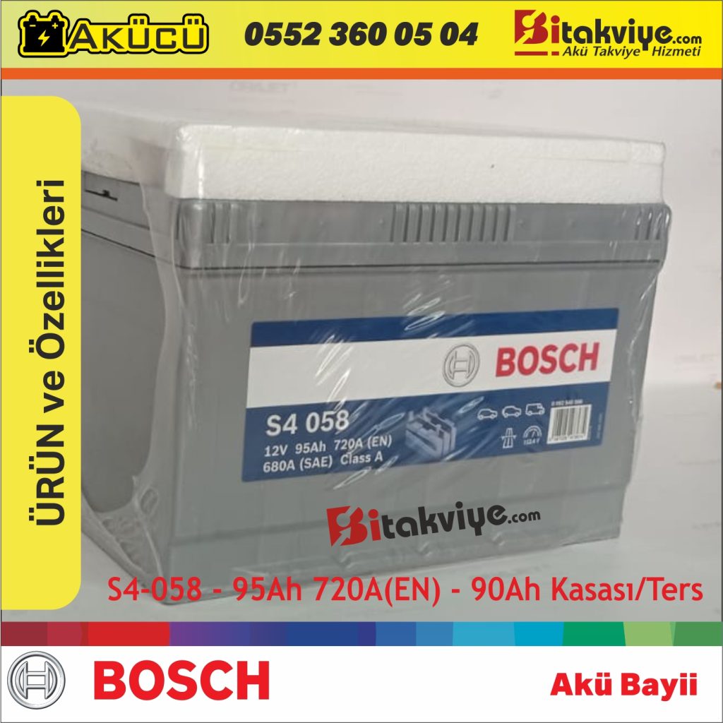 Bosch Akü 95 Amper - 90 Amper Muadili Ters Kutup