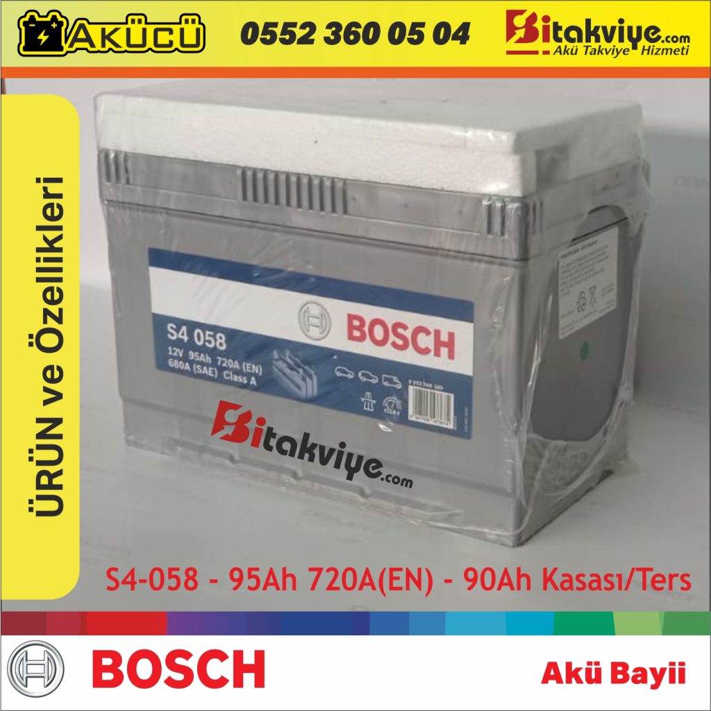 Bosch Akü 95 Amper - 90 Amper Muadili Ters Kutup