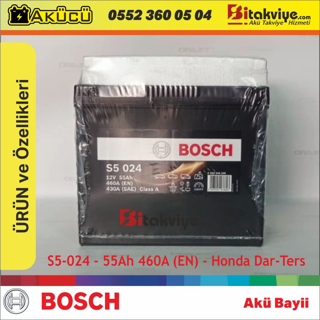 Bosch 55 Ah Ters Kutup Honda Akü