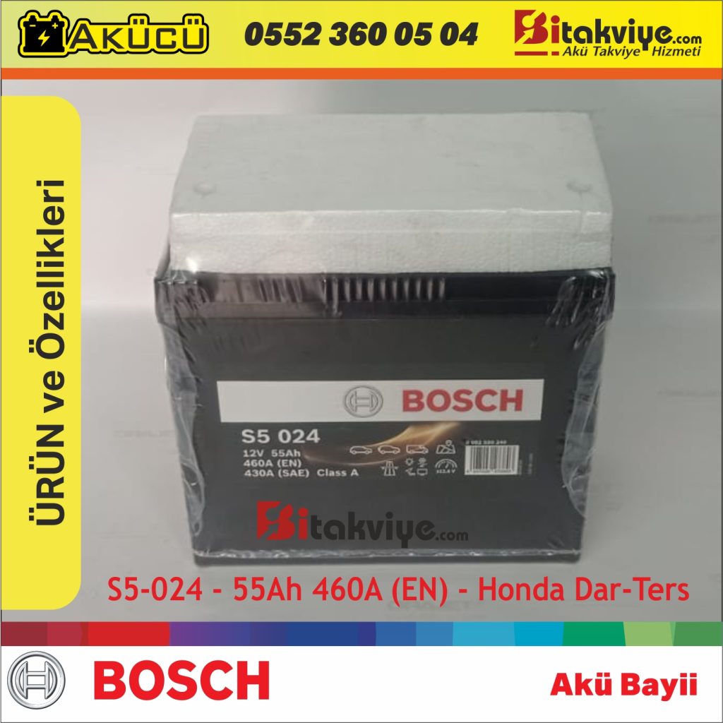 Bosch 55 Ah Ters Kutup Honda Akü